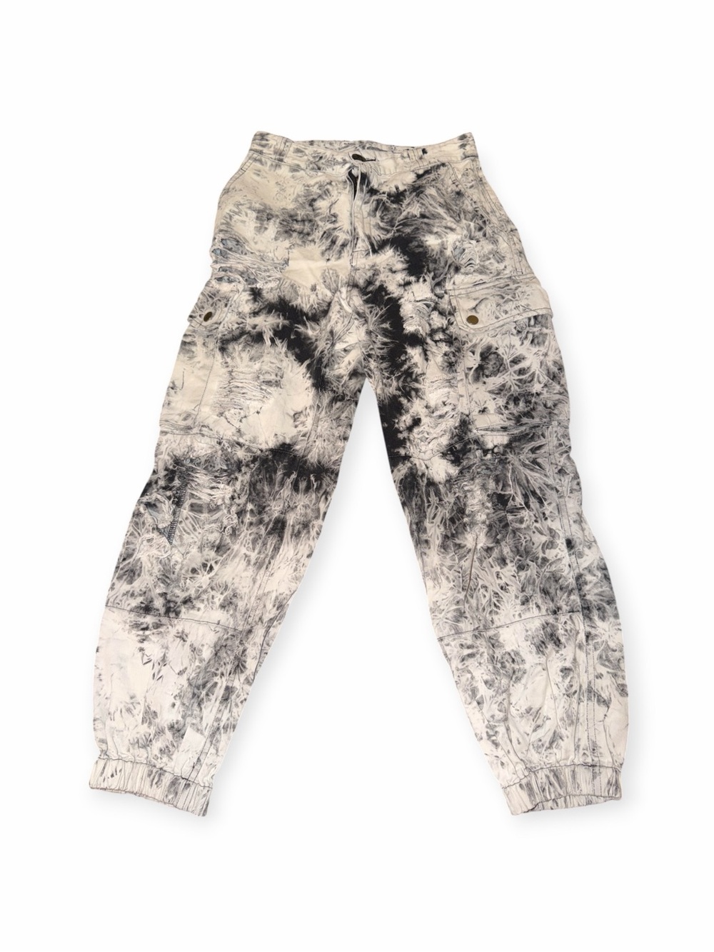Carmar Denim Tie Dye Acid Wash Distressed Cargo Joggers Punk Grunge Size 8
